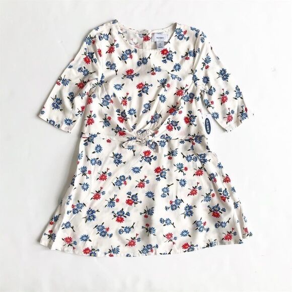 Old Navy NWT red/blue floral front tie dress 4T - Picture 1 of 2